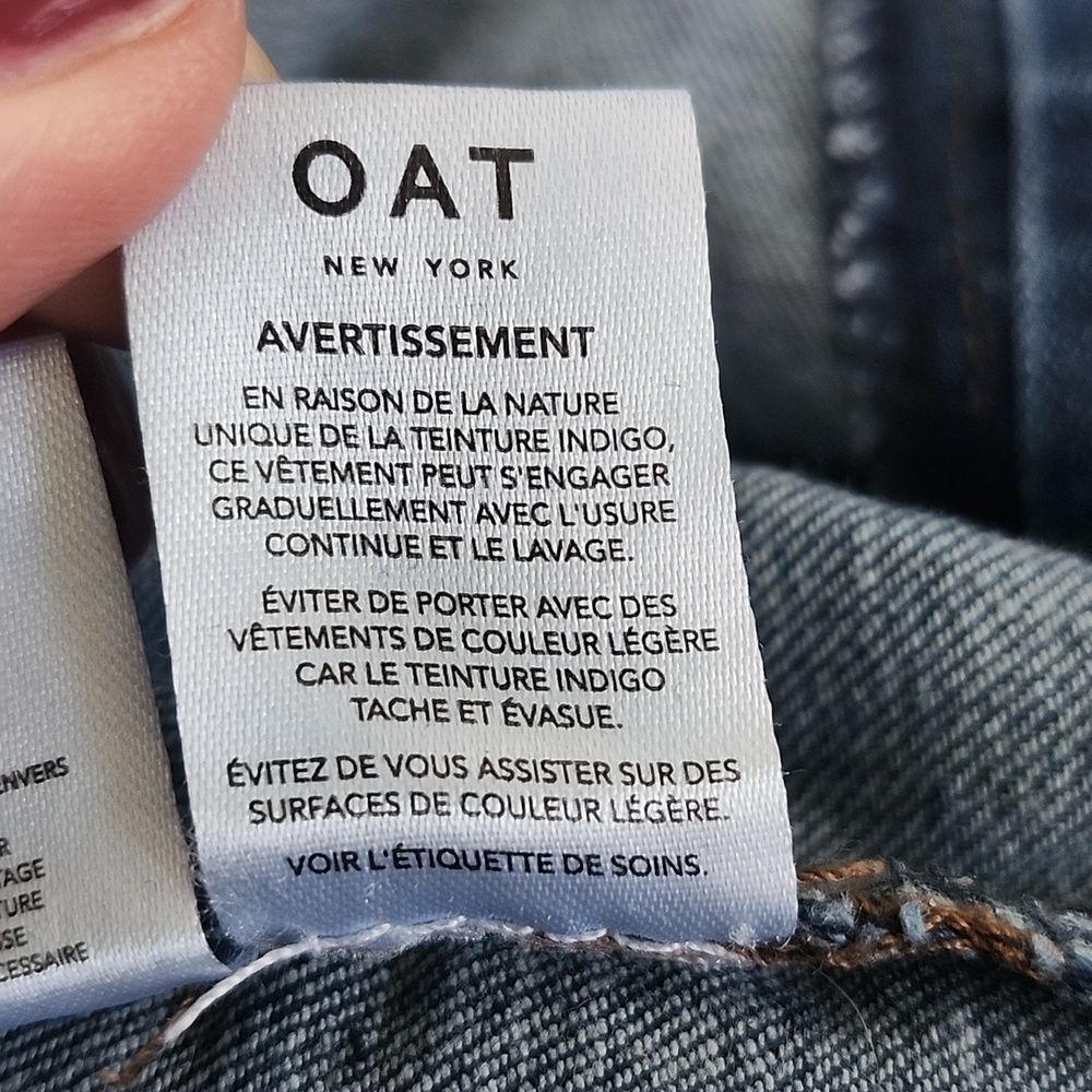 OAT New York High Rise Button Fly Wide Leg Jeans, Dark Blue Wash, 32 - Picture 9 of 11
